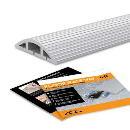 Fleming Supply Floor Cable Cover, 10 Feet Gray Duct Cord Protector, 3 Channel Raceway for Sidewalks or Walkways 996222EQX
